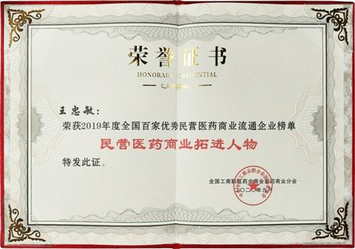 2019年度全国百家优秀民营医药商业流通企业榜单民营医药商业拓进人物